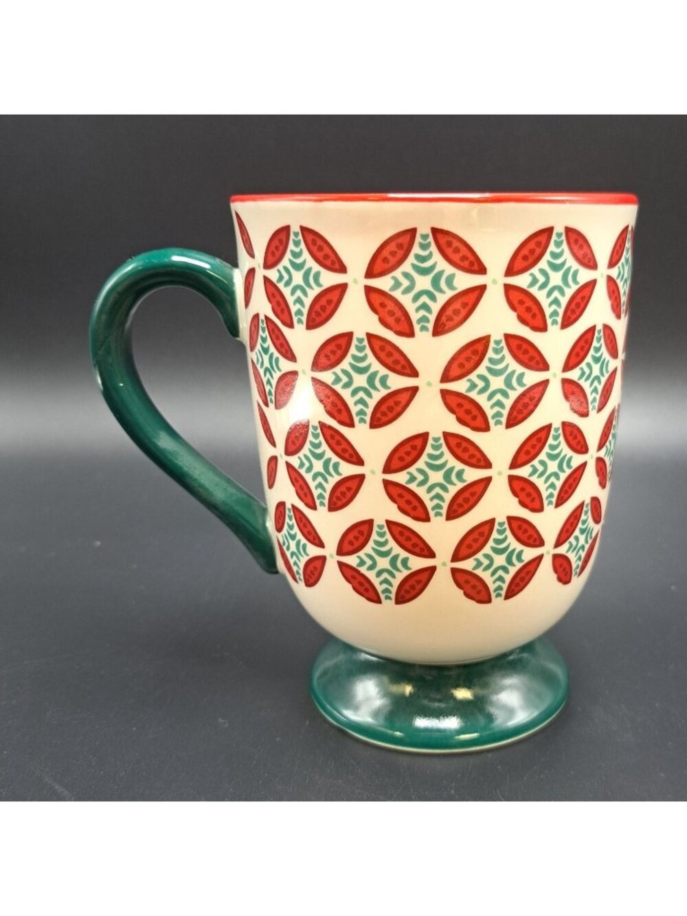 Pioneer Woman Christmas Footed Mug Red Green Multicolored 15.5 Oz Holiday